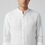 Invoux Sorrento Band Collar Linen Shirt
